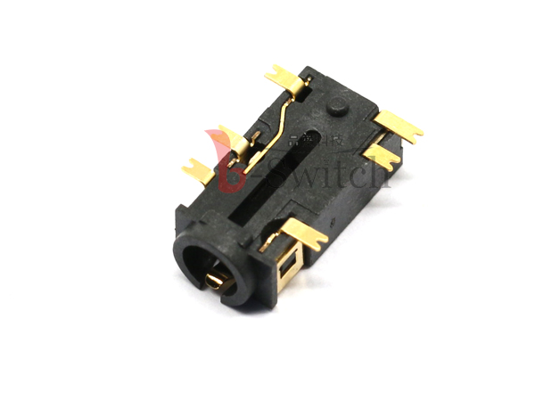 3.5四极6PIN带两组开关单柱贴片耳机插座