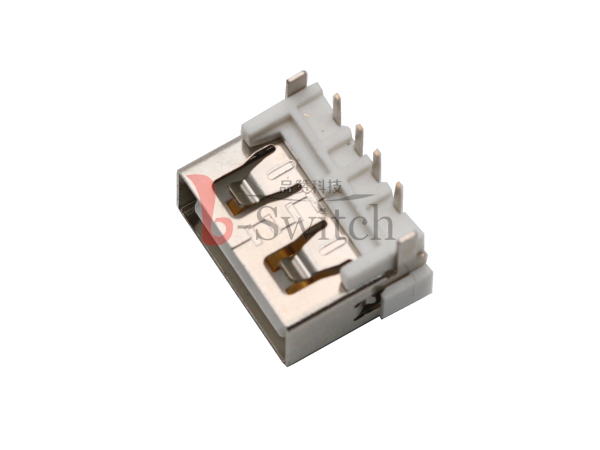 USB AF短体 90度 卧插 垫高7.6 平口