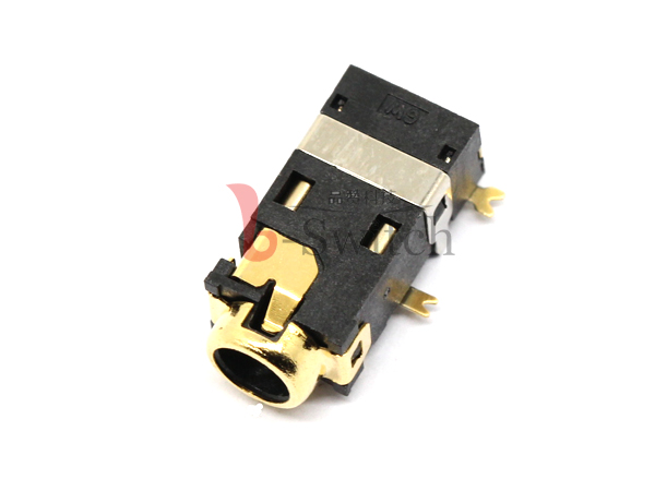 3.5四极6PIN带铜套贴片镀金耳机插座