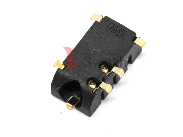 3.5四极5PIN沉板3.8斜口贴片耳机插座